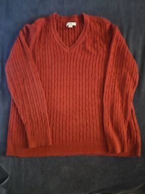 Croft & Barrow Womens V-Neck Cable Knit Sweater - Red